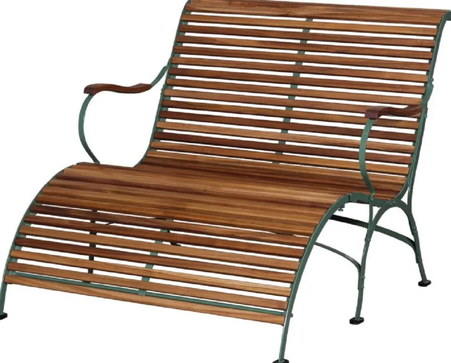 Casa Padrino Luxus Jugendstil Gartenbank Braun / Grün 107 x 150 x H. 91 cm - Garten & Terrassen Sitzbank mit Armlehnen und Fußstütze - Jugendstil Garten & Terrassen Möbel