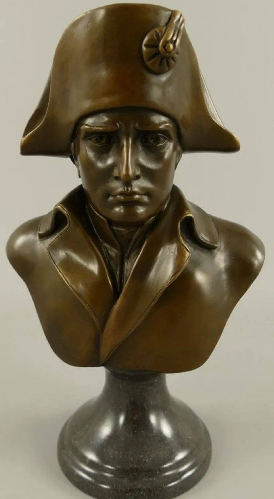 Casa Padrino Luxus Jugendstil Bronze Skulptur Napoleon Bronze / Schwarz 15 x 10 x H. 25 cm - Bronze Büste mit Marmorsockel - Bronzefigur - Dekofigur - Deko Accessoires