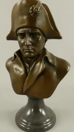 Casa Padrino Luxus Jugendstil Bronze Skulptur Napoleon Bronze / Schwarz 15 x 10 x H. 25 cm - Bronze Büste mit Marmorsockel - Bronzefigur - Dekofigur - Deko Accessoires