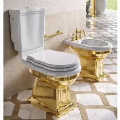 Casa Padrino Luxus Jugendstil WC Weiß / Gold H. 84 cm - Made in Italy