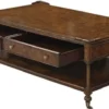 Casa Padrino Luxus Jugendstil Couchtisch Braun 125 x 81 x H. 48 cm - Wohnzimmertisch mit Rollen und 2 Schubladen
