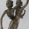 Casa Padrino Luxus Jugendstil Bronze Skulptur Tänzerinnen mit Marmorsockel Bronzefarben / Schwarz 24 x 13 x H. 36 cm - Bronzefigur - Dekofigur - Deko Accessoires