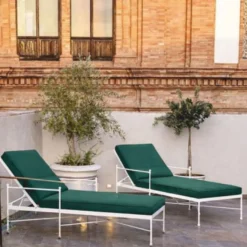 Casa Padrino Luxus Jugendstil Gartenliege Weiß / Grün 190 cm - Hotel & Garten Möbel