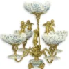 Casa Padrino Luxus Jugendstil Etagere mit dekorativen Engelsfiguren Creme / Blau / Gold H. 55 cm - Hotel & Restaurant Accessoires - Barock & Jugendstil Deko Accessoires