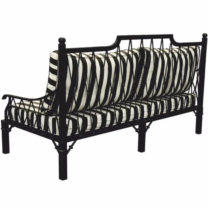 Casa Padrino Luxus Jugendstil Sofa Schwarz / Weiß 190 cm - Hotel & Garten Sofa