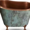 Casa Padrino Luxus Jugendstil Kupfer Badewanne Antik Mintgrün / Kupfer 124,5 x 79,5 x H. 83,1 cm - Freistehende Retro Badewanne - Rustikale Kupfer Badezimmer Möbel