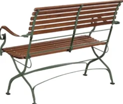 Casa Padrino Luxus Jugendstil Gartenbank Braun / Grün 120 x 55 x H. 90 cm - Garten & Terrassen Sitzbank mit Rückenlehne und Armlehnen - Jugendstil Garten & Terrassen Möbel