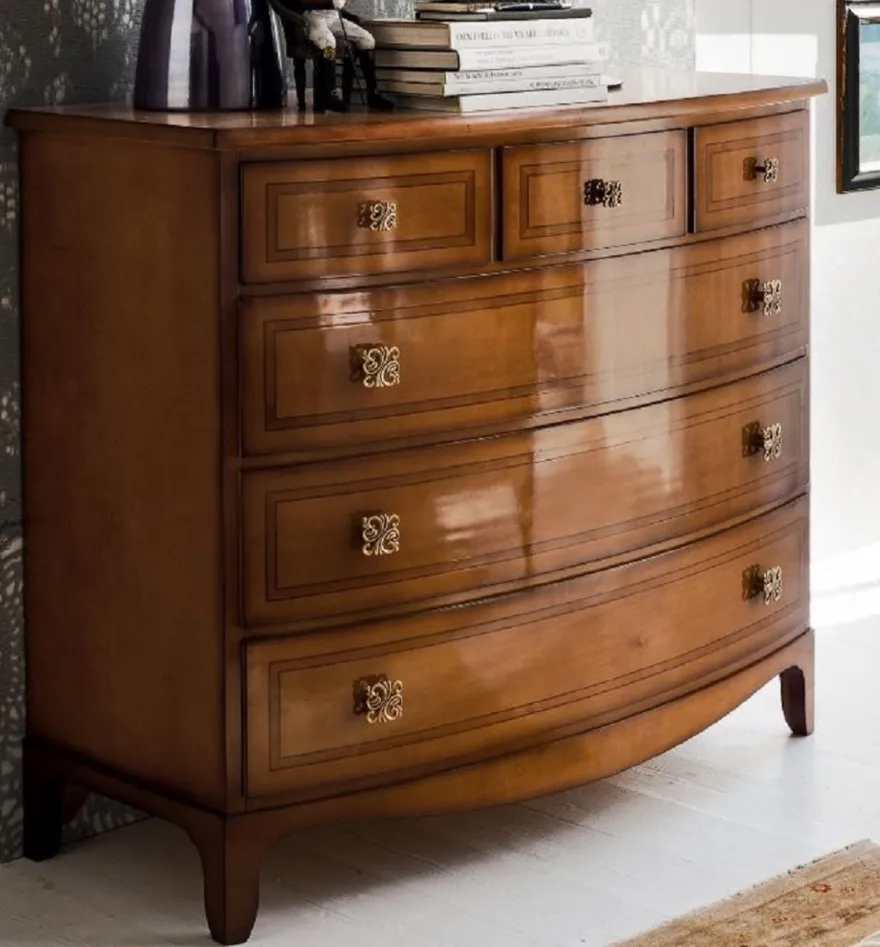 Casa Padrino Luxus Jugendstil Kommode Braun 124 x 58 x H. 106 cm - Massivholz Schrank mit 6 Schubladen - Barock & Jugendstil Möbel