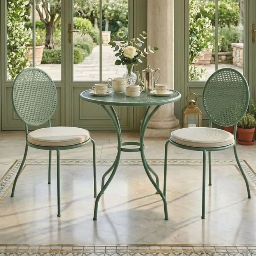 Casa Padrino Luxus Jugendstil Schmiedeeisen Garten Set Grün / Creme - Hotel & Garten Möbel
