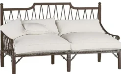 Casa Padrino Luxus Jugendstil Sofa Braun / Cremefarben 190 x 90 x H. 115 cm - Handgeschmiedetes Schmiedeeisen Sofa mit Kissen - Wohnzimmer Sofa - Garten Sofa - Terrassen Sofa - Luxus Qualität