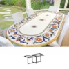 Casa Padrino Luxus Jugendstil Gartentisch Ornamentbordüre 250 × 120 cm - Ovaler Esstisch aus handbemaltem Lavastein - Gastronomie Möbel - Made in Italy