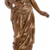 Casa Padrino Luxus Jugendstil Bronze Skulptur Dame Bronzefarben / Schwarz 31,9 x 24,8 x H. 85,7 cm - Elegante Bronzefigur mit Marmorsockel - Barock & Jugendstil Deko Accessoires