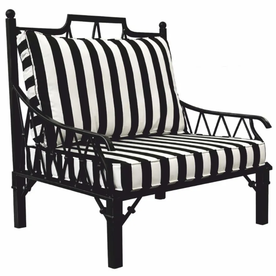 Casa Padrino Luxus Jugendstil Sessel Schwarz / Weiß - Hotel & Garten Sessel