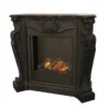 Casa Padrino Luxus Jugendstil Kamin Schwarz mit Wasserdampf Kamineinsatz 118 x 43 x H. 111 cm - Luxus Elektrokamin mit Dampffunktion
