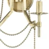 Casa Padrino Luxus Jugendstil Doppel Wandleuchte Antik Messingfarben 32,4 x 17,2 x H. 46,4 cm - Wandlampe mit Metallperlen