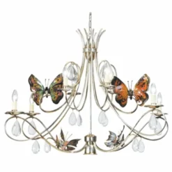 Casa Padrino Luxus Jugendstil Kronleuchter Schmetterlinge Antik Silber / Bunt 100 cm - Made in Italy