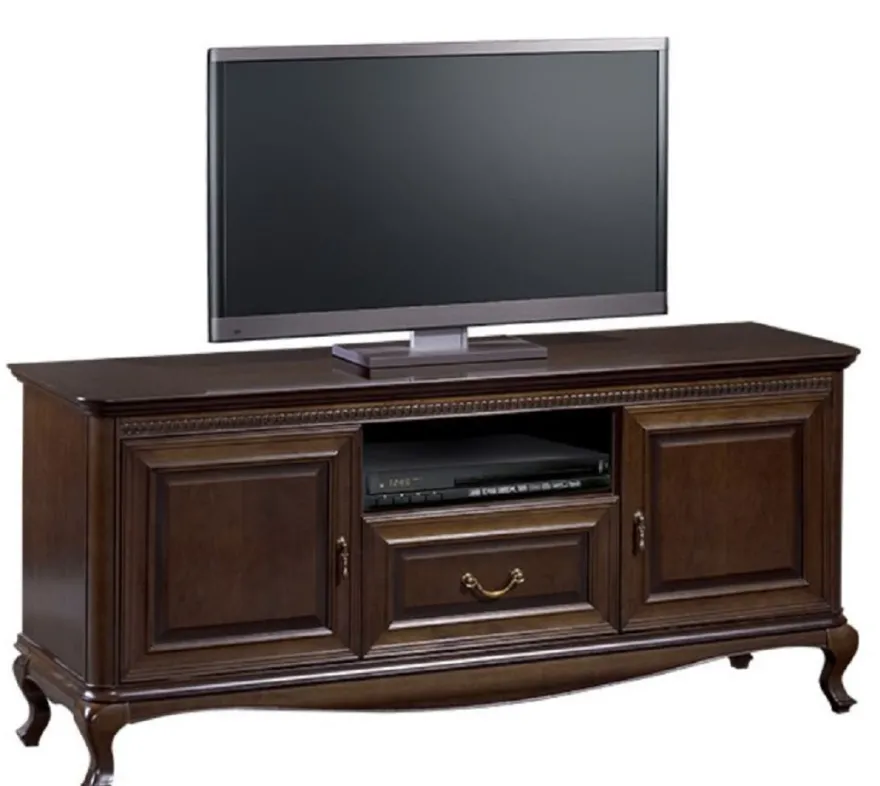 Casa Padrino Luxus Jugendstil Sideboard Dunkelbraun 152 x 45,6 x H. 68,2 cm - Fernsehschrank mit 2 Türen und Schublade - Wohnzimmermöbel
