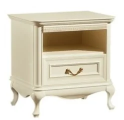 Casa Padrino Luxus Jugendstil Nachtkommode Cremefarben 60 x 45,6 x H. 60,8 cm - Eleganter Massivholz Nachttisch mit Schublade - Barock & Jugendstil Schlafzimmer Möbel