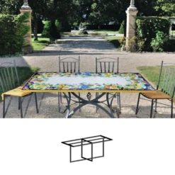 Casa Padrino Luxus Jugendstil Gartentisch Früchte und Blüten 200 × 100 cm - Rechteckiger Esstisch aus handbemaltem Lavastein - Gastronomie Möbel - Made in Italy