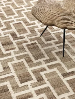Casa Padrino Luxus Jute Teppich Naturfarben / Weiß 300 x 400 cm - Luxus Wohnzimmer Accessoires