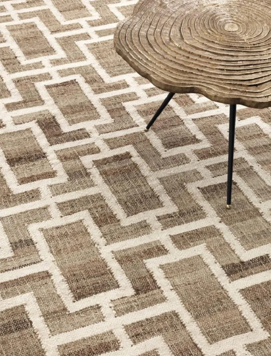 Casa Padrino Luxus Jute Teppich Naturfarben / Weiß 300 x 400 cm - Luxus Wohnzimmer Accessoires