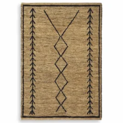 Casa Padrino Luxus Jute Teppich Beige / Schwarz 300 x 400 cm - Handgewebt