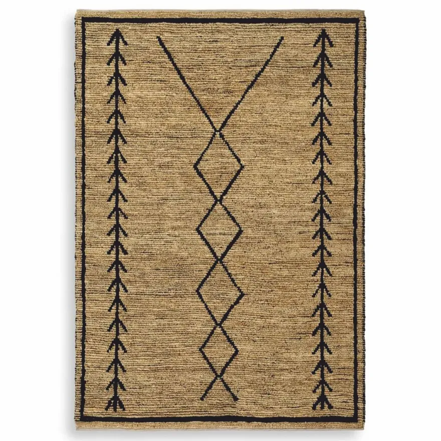 Casa Padrino Luxus Jute Teppich Beige / Schwarz 300 x 400 cm - Handgewebt