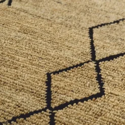 Casa Padrino Luxus Jute Teppich Beige / Schwarz 300 x 400 cm - Handgewebt