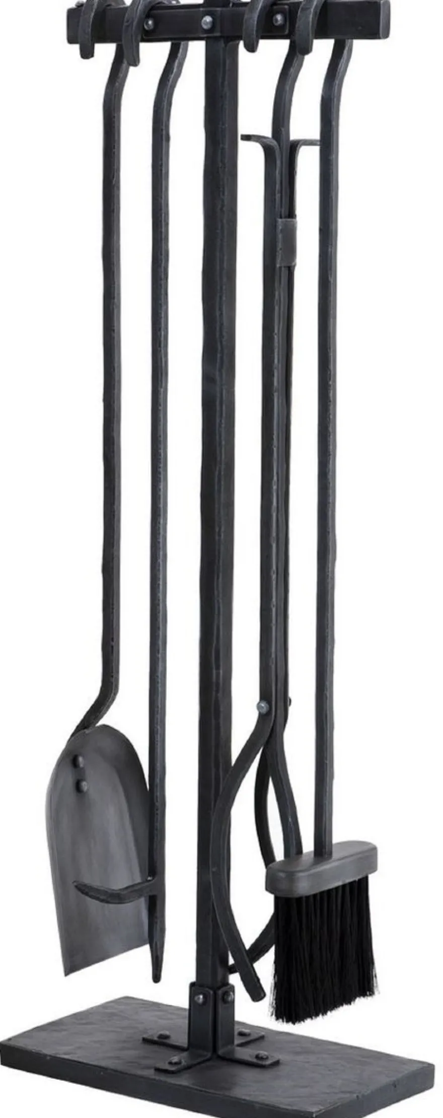 Casa Padrino Luxus Kaminbesteck Set Antik Zinkfarben / Schwarz 15,5 x 29 x H. 78 cm - 4 teilige Kamingarnitur mit Ständer - Kamin Zubehör