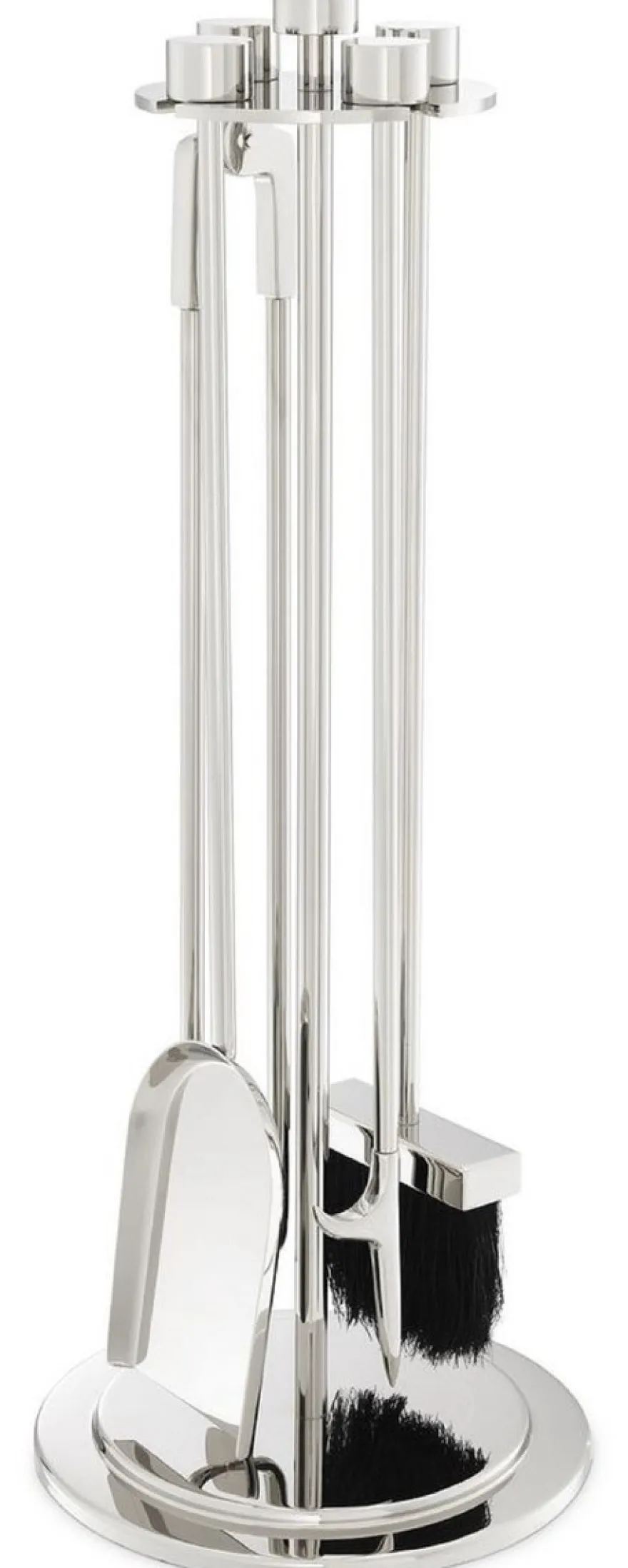 Casa Padrino Luxus Kaminbesteck Set Silber Ø 27,5 x H. 71 cm - 4 teilige Kamingarnitur mit Ständer - Kamin Zubehör