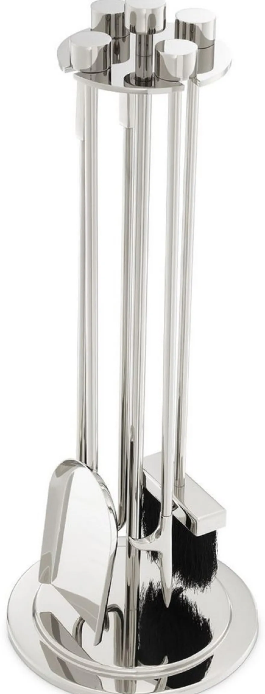 Casa Padrino Luxus Kaminbesteck Set Silber Ø 27,5 x H. 71 cm - 4 teilige Kamingarnitur mit Ständer - Kamin Zubehör