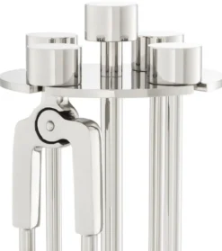 Casa Padrino Luxus Kaminbesteck Set Silber Ø 27,5 x H. 71 cm - 4 teilige Kamingarnitur mit Ständer - Kamin Zubehör