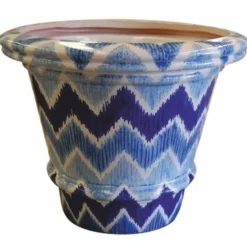Casa Padrino Luxus Keramik Blumentopf Blau / Weiß Ø 79 x H. 63 cm - Garten Deko