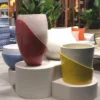 Casa Padrino Luxus Keramik Blumentopf Weiß / Gelb Ø 60 x H. 60 cm - Garten Deko