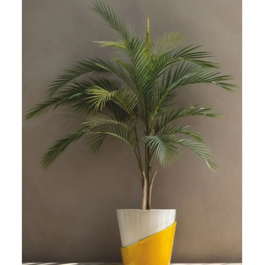 Casa Padrino Luxus Keramik Blumentopf Weiß / Gelb Ø 60 x H. 60 cm - Garten Deko