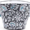 Casa Padrino Luxus Keramik Blumentopf mit 2 Tragegriffen Schwarz / Mehrfarbig Ø 27 x H. 20 cm - Handgefertigter & handbemalter Keramik Pflanzentopf - Luxus Qualität - Made in Italy