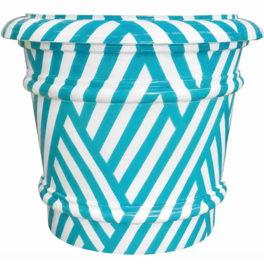 Casa Padrino Luxus Keramik Blumentopf Weiß / Türkis Ø 62 x H. 51 cm - Garten Deko VPP