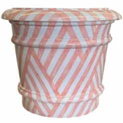 Casa Padrino Luxus Keramik Blumentopf Weiß / Rosa Ø 62 x H. 51 cm - Runder Garten Deko Pflanzentopf - VPP