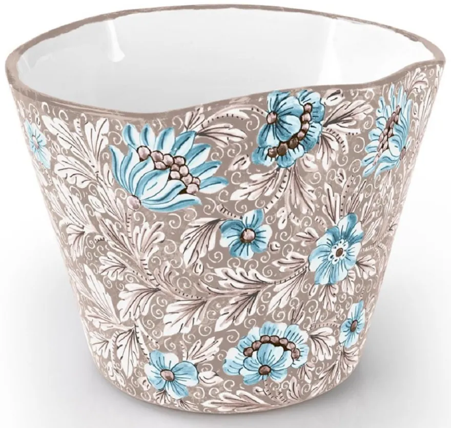 Casa Padrino Luxus Keramik Blumentopf Braun / Mehrfarbig Ø 27 x H. 20 cm - Runder handgefertigter & handbemalter Keramik Pflanzentopf - Luxus Qualität - Made in Italy