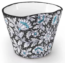 Casa Padrino Luxus Keramik Blumentopf Schwarz / Mehrfarbig Ø 27 x H. 20 cm - Runder handgefertigter & handbemalter Keramik Pflanzentopf - Luxus Qualität - Made in Italy