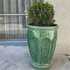 Casa Padrino Luxus Keramik Blumentopf Grün Ø 65 x H. 61 cm - Hotel & Garten Deko