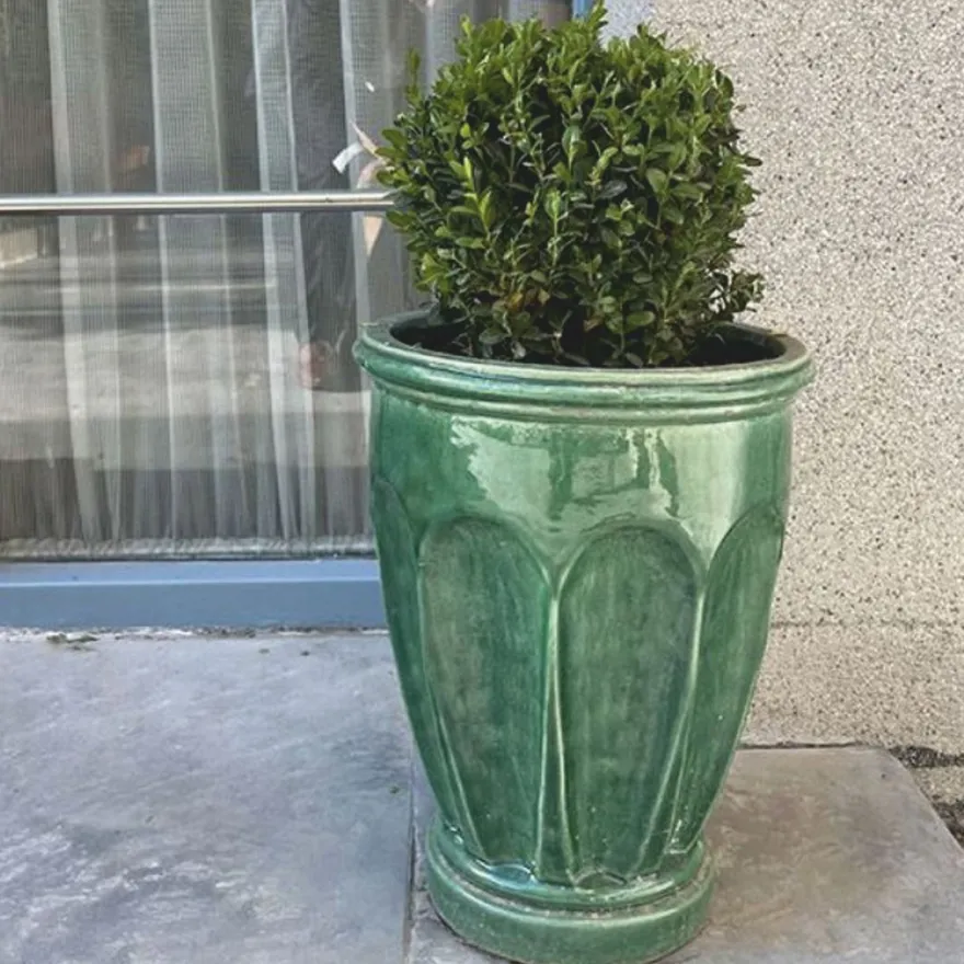 Casa Padrino Luxus Keramik Blumentopf Grün Ø 65 x H. 61 cm - Hotel & Garten Deko