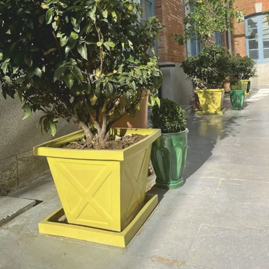 Casa Padrino Luxus Keramik Blumentopf Grün Ø 65 x H. 61 cm - Hotel & Garten Deko