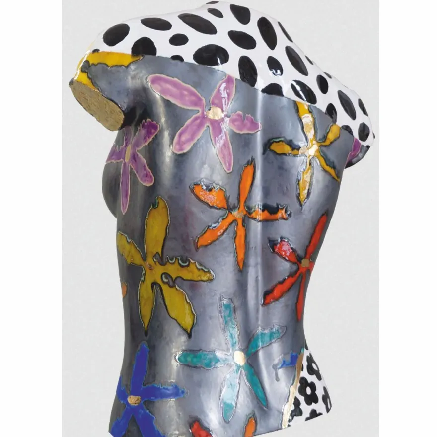 Casa Padrino Luxus Keramik Deko Frauen Torso Bunt H. 56 cm - Handgefertigt & Handbemalt