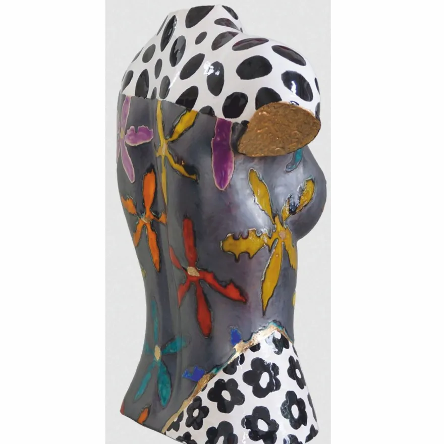 Casa Padrino Luxus Keramik Deko Frauen Torso Bunt H. 56 cm - Handgefertigt & Handbemalt