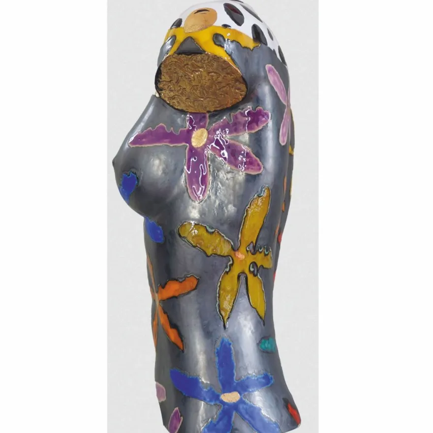 Casa Padrino Luxus Keramik Deko Frauen Torso Bunt H. 56 cm - Handgefertigt & Handbemalt