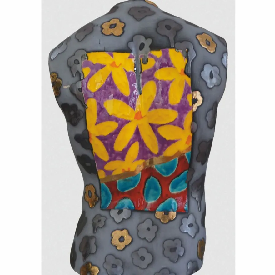 Casa Padrino Luxus Keramik Deko Männer Torso Bunt H. 62 cm - Handgefertigt & Handbemalt