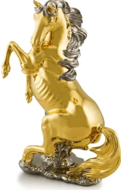 Casa Padrino Luxus Keramik Deko Figur Pferd 50 x 26 x H. 70 cm - Handgefertigte & handbemalte Keramik Skulptur - Keramik Tierfigur - Luxus Deko Figuren - Luxus Deko Skulpturen - Deko Tierfiguren