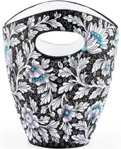 Casa Padrino Luxus Keramik Eiseimer Schwarz / Mehrfarbig Ø 27 x H. 25 cm - Handgefertigter & handbemalter Eiskübel - Weinkühler - Sektkühler - Champagnerkühler - Luxus Qualität - Made in Italy