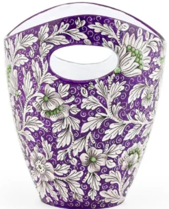 Casa Padrino Luxus Keramik Eiseimer Lila / Mehrfarbig Ø 27 x H. 25 cm - Handgefertigter & handbemalter Eiskübel - Weinkühler - Sektkühler - Champagnerkühler - Luxus Qualität - Made in Italy